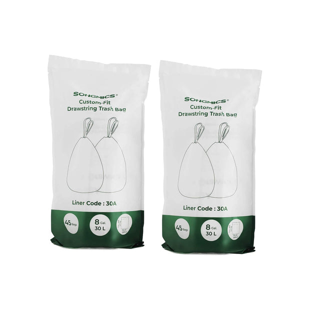 Vuilniszakken met trekkoord – Geschikt voor SONGMICS 30L en 60L – Waterdicht – 45 stuks per rol