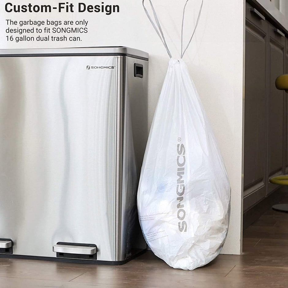 Vuilniszakken met trekkoord – Geschikt voor SONGMICS 30L en 60L – Waterdicht – 45 stuks per rol