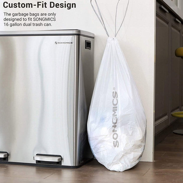 Vuilniszakken met trekkoord – Geschikt voor SONGMICS 30L en 60L – Waterdicht – 45 stuks per rol