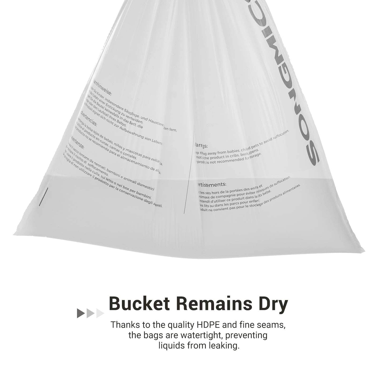 Vuilniszakken met trekkoord – Geschikt voor SONGMICS 30L en 60L – Waterdicht – 45 stuks per rol