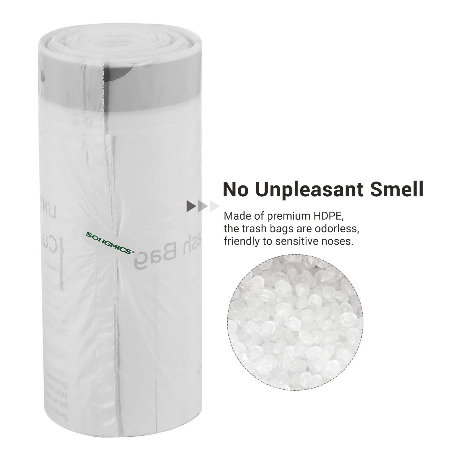 Vuilniszakken met trekkoord – Geschikt voor SONGMICS 30L en 60L – Waterdicht – 45 stuks per rol