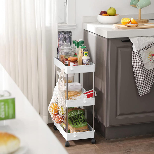 Keukentrolley – 3 Niveaus – Opbergwagen – Wit