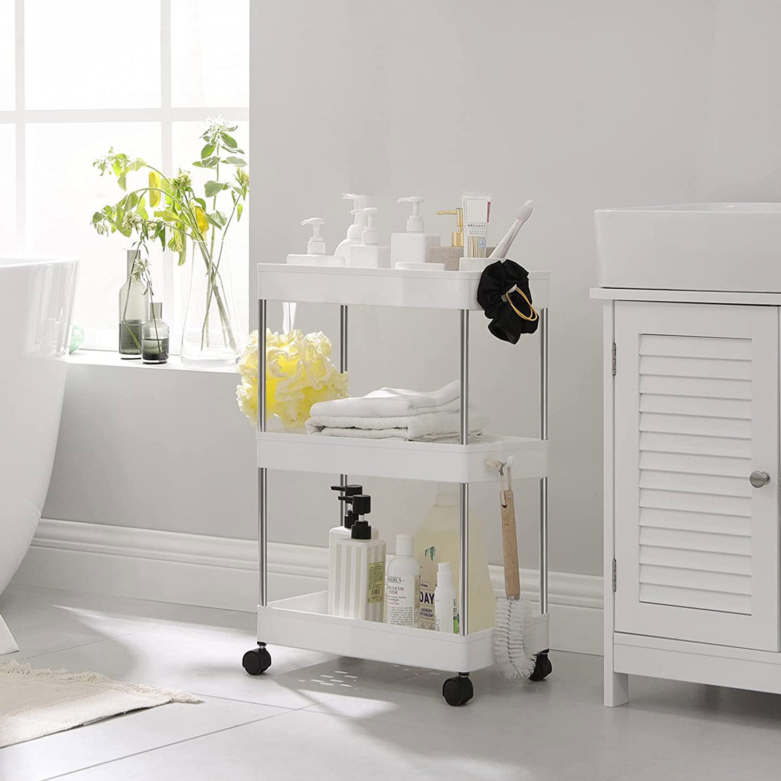 Keukentrolley – 3 Niveaus – Opbergwagen – Wit