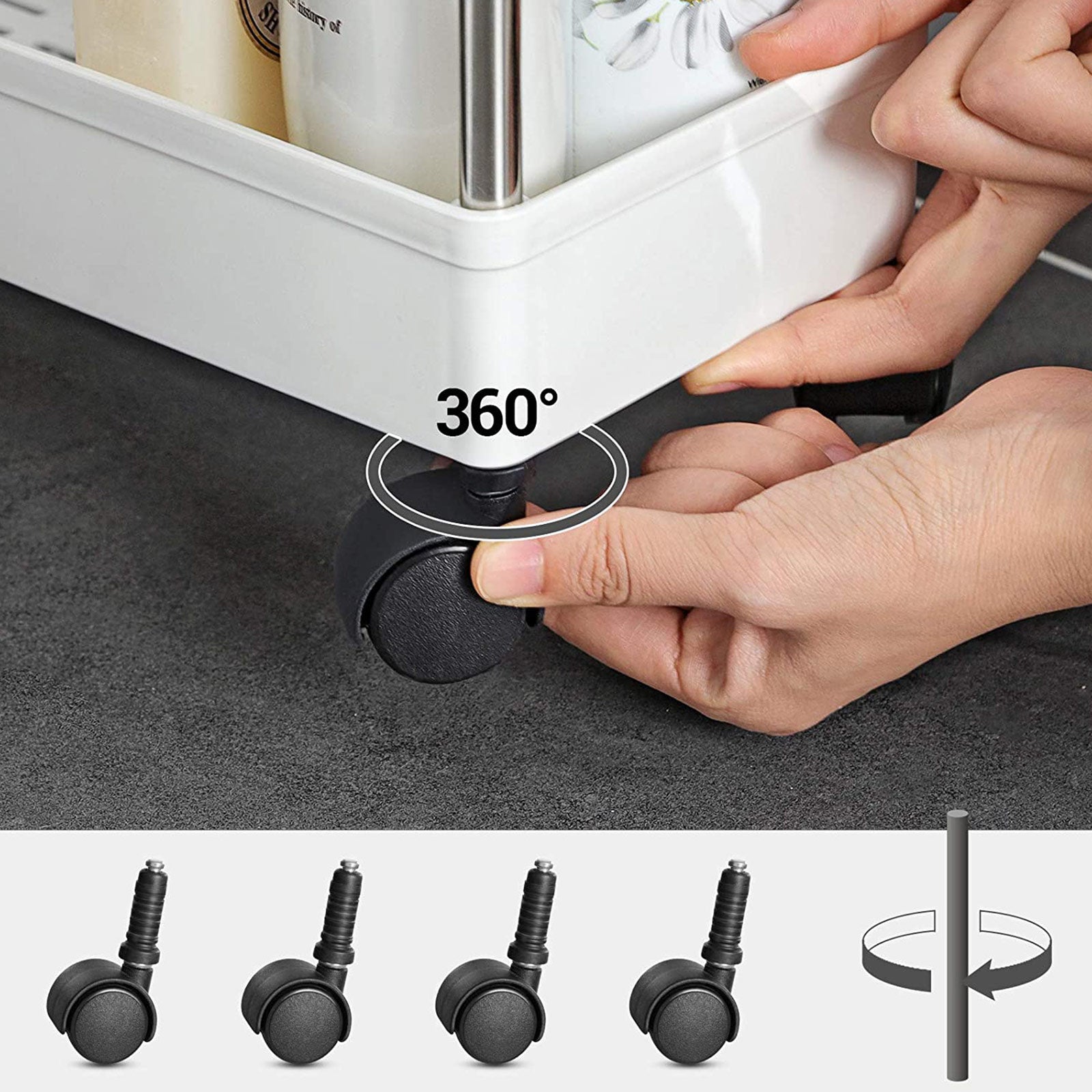 Keukentrolley – 3 Niveaus – Opbergwagen – Wit