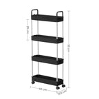 Badkamertrolley - Rolwagen - Met 4 niveaus - Small - Zwart