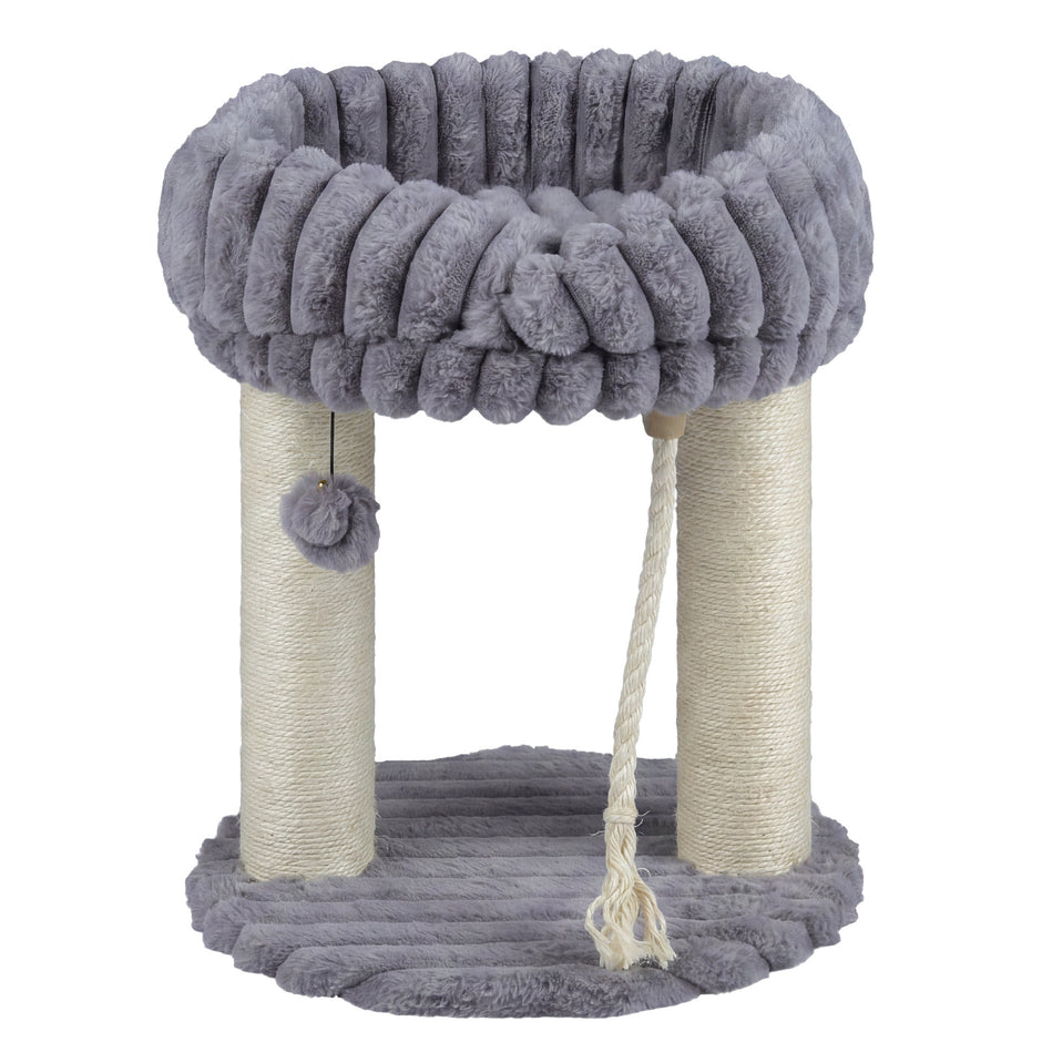 Katträd – i plysch, kattklösträd med viloplattform och sisalstammar, klättertorn – 40 x 40 x 50,5 cm