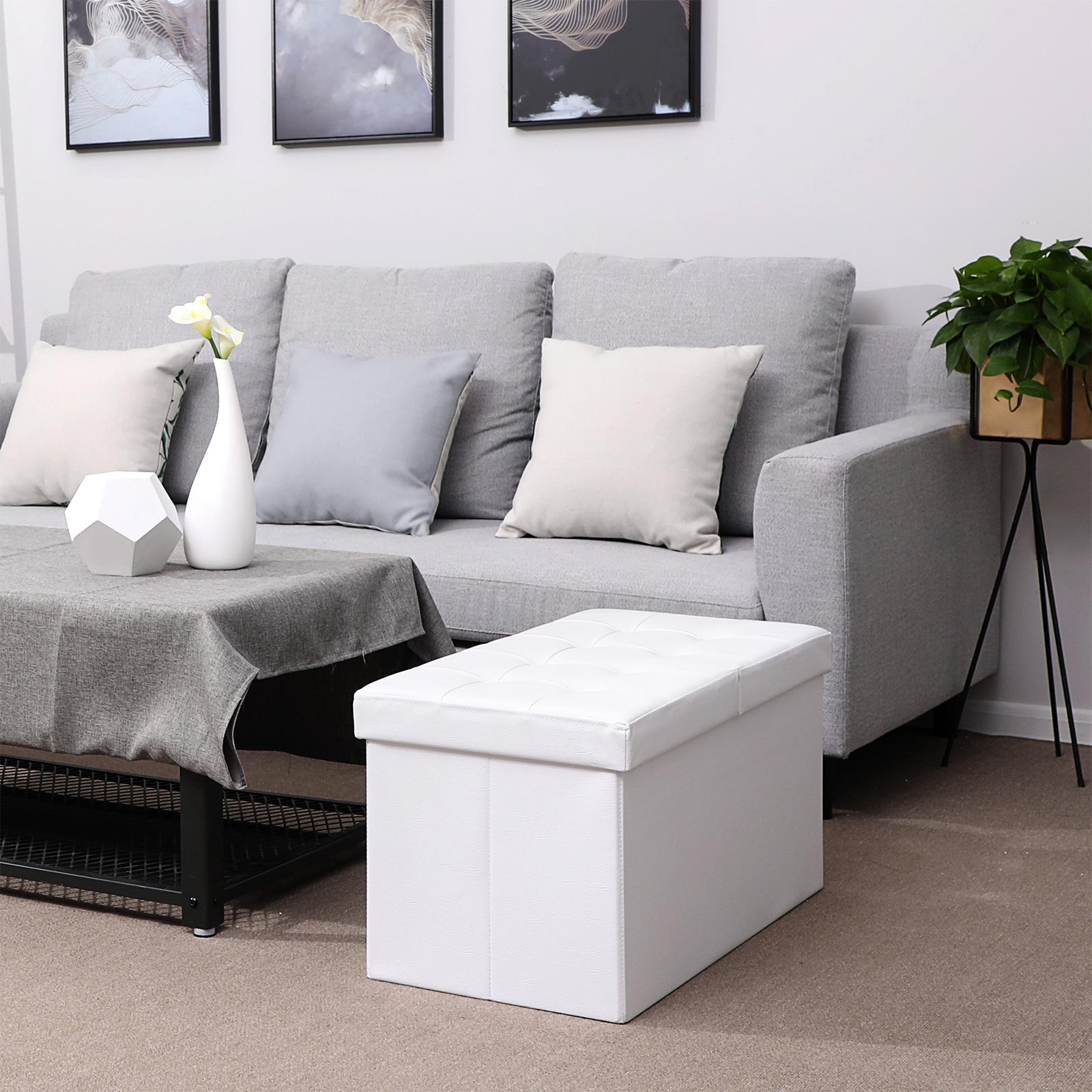 Zitbank – opklapbaar – 76 cm – met klapdeksel – wit