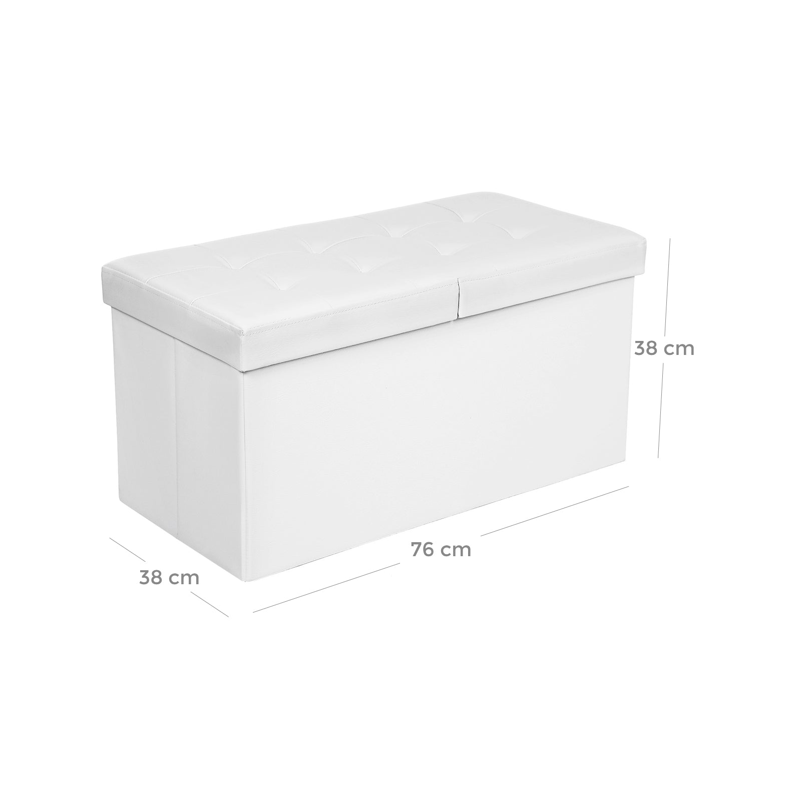 Zitbank – opklapbaar – 76 cm – met klapdeksel – wit