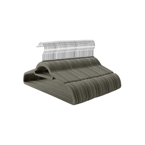Set van 100 fluwelen hangers – luxe uitstraling – lichtgrijs