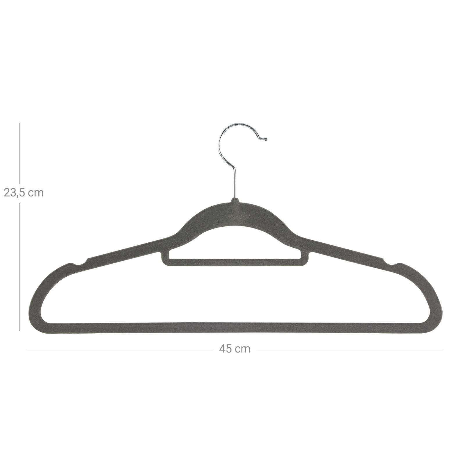 Kledinghangers – antislip fluweel – set van 20 – grijs