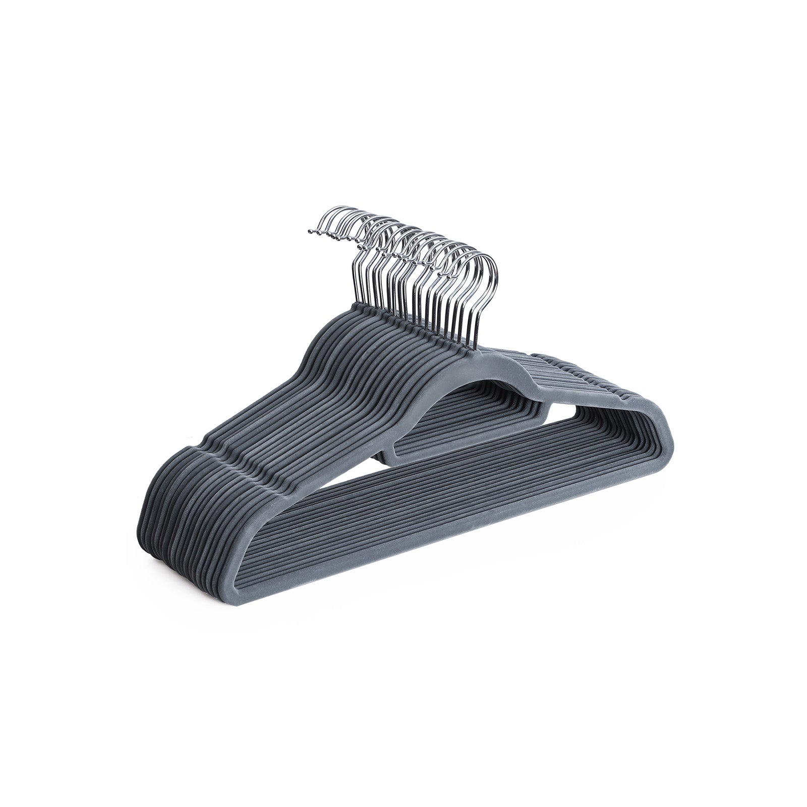 Kledinghangers – antislip fluweel – set van 20 – grijs