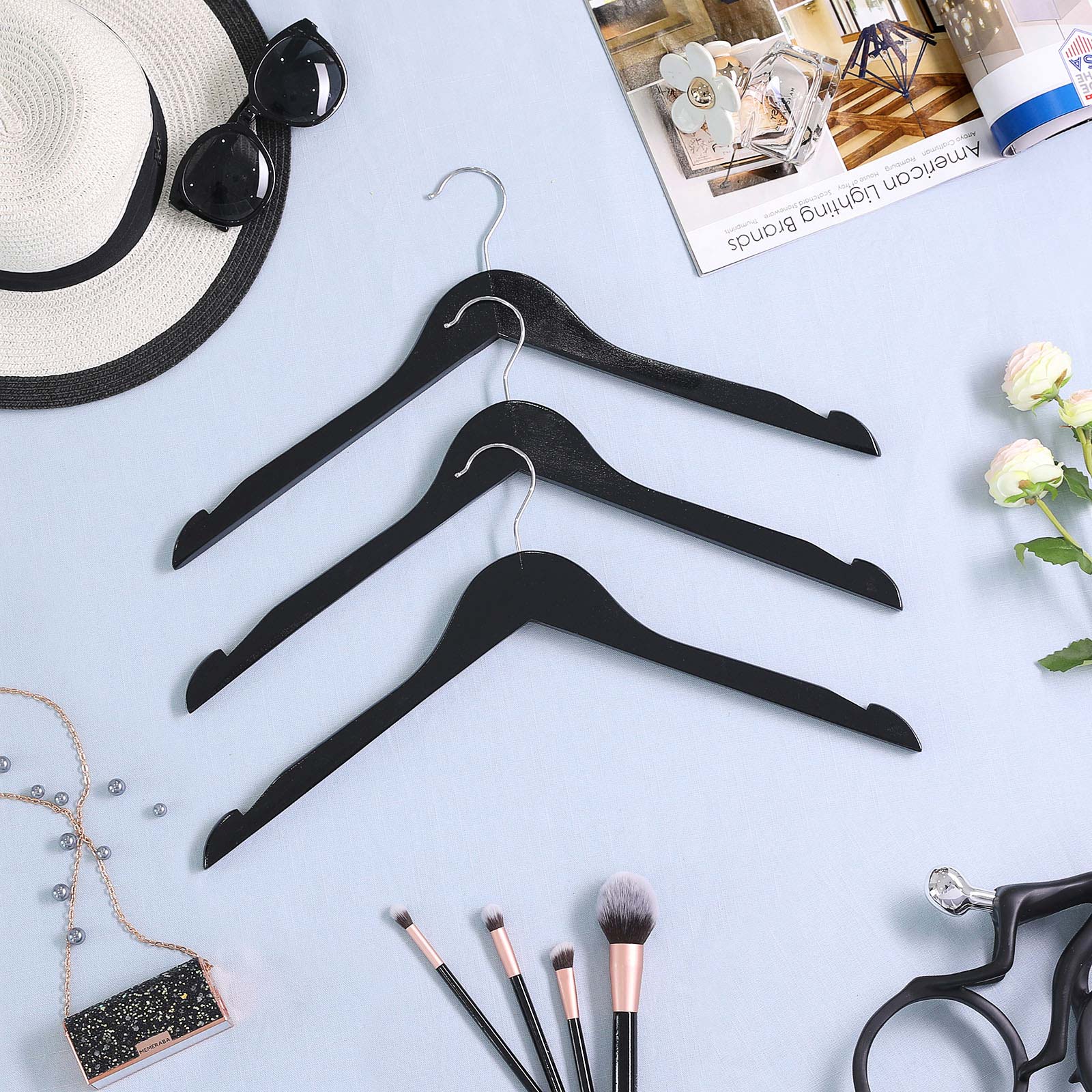 Kleerhangers - Massief houten hangers - Set van 20 - Met inkepingen - Wit