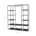 Kledingkast – stoffen garderobekast – 175 x 150 cm – zwart
