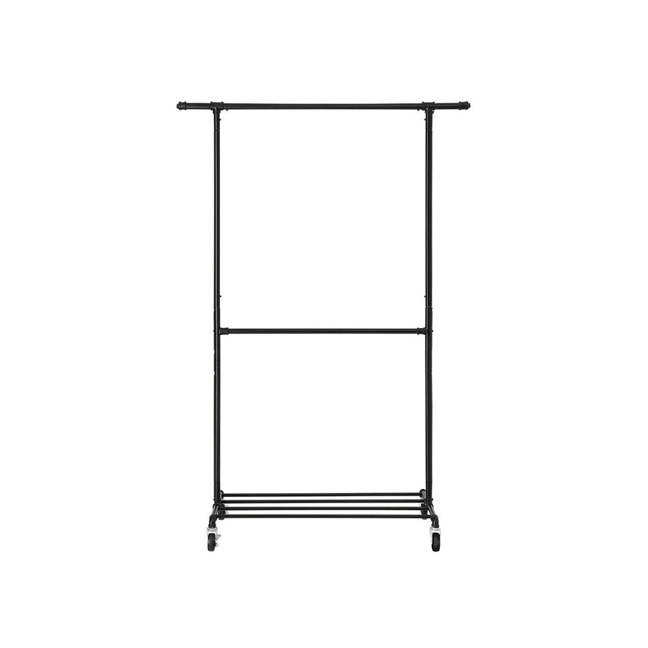 Kledingrek – Industrieel design – Met verstelbare plank – Op wielen – Tot 110 kg draagvermogen