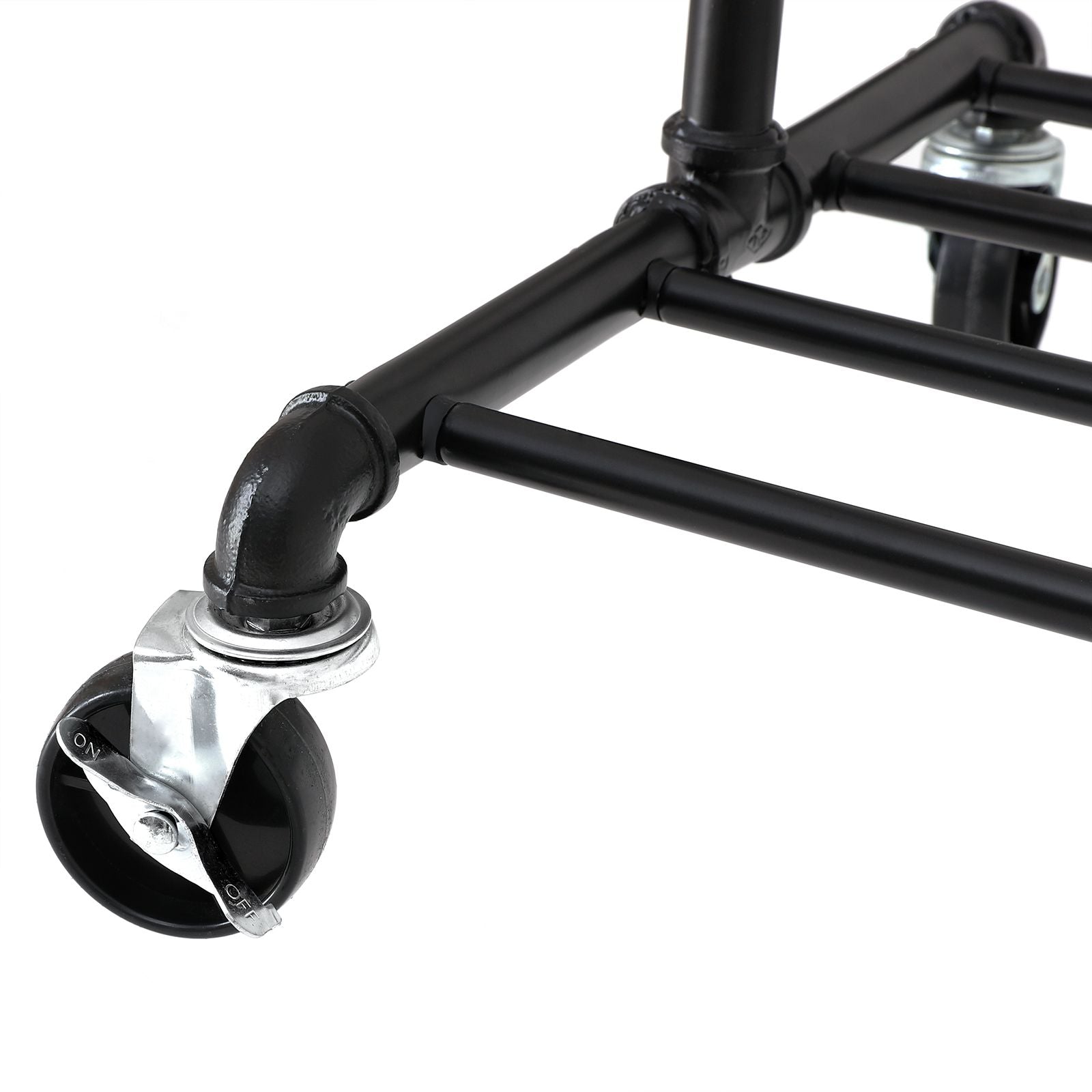 Kledingrek – Industrieel design – Met verstelbare plank – Op wielen – Tot 110 kg draagvermogen