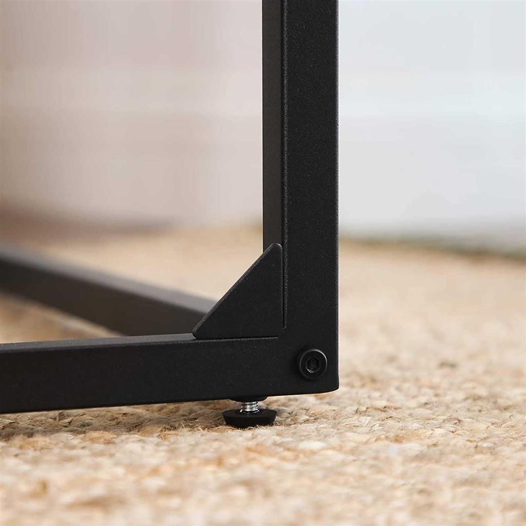 Bijzettafel – Met rustiek bruin oppervlak – Zwart stalen half frame