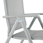 Tuinstoel – Verstelbare rugleuning – Aluminium – Grijs