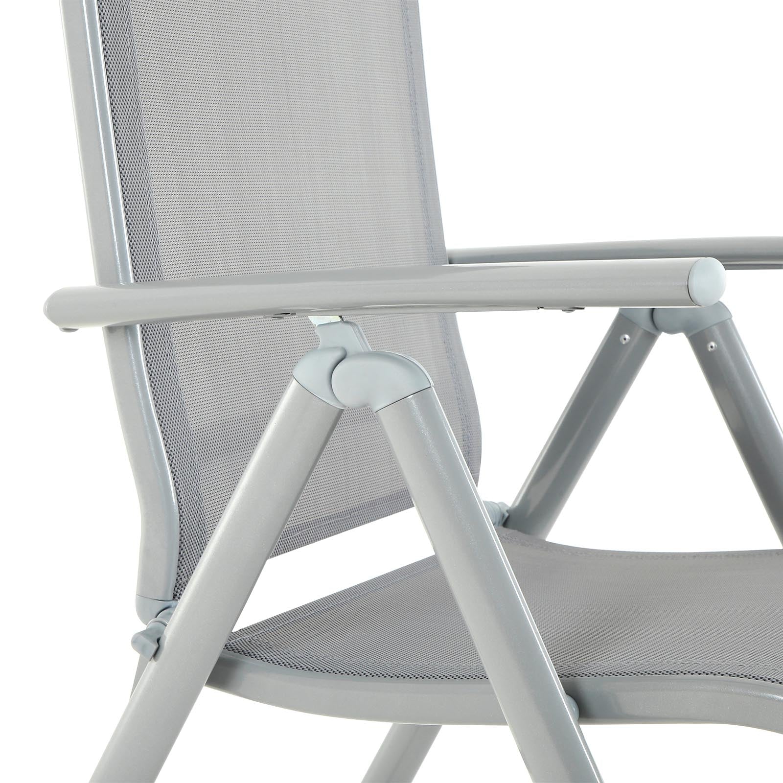 Tuinstoel – Verstelbare rugleuning – Aluminium – Grijs