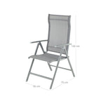 Tuinstoel – Verstelbare rugleuning – Aluminium – Grijs