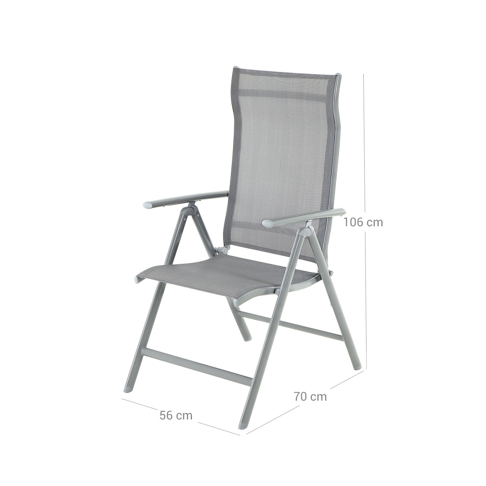 Tuinstoel – Verstelbare rugleuning – Aluminium – Grijs