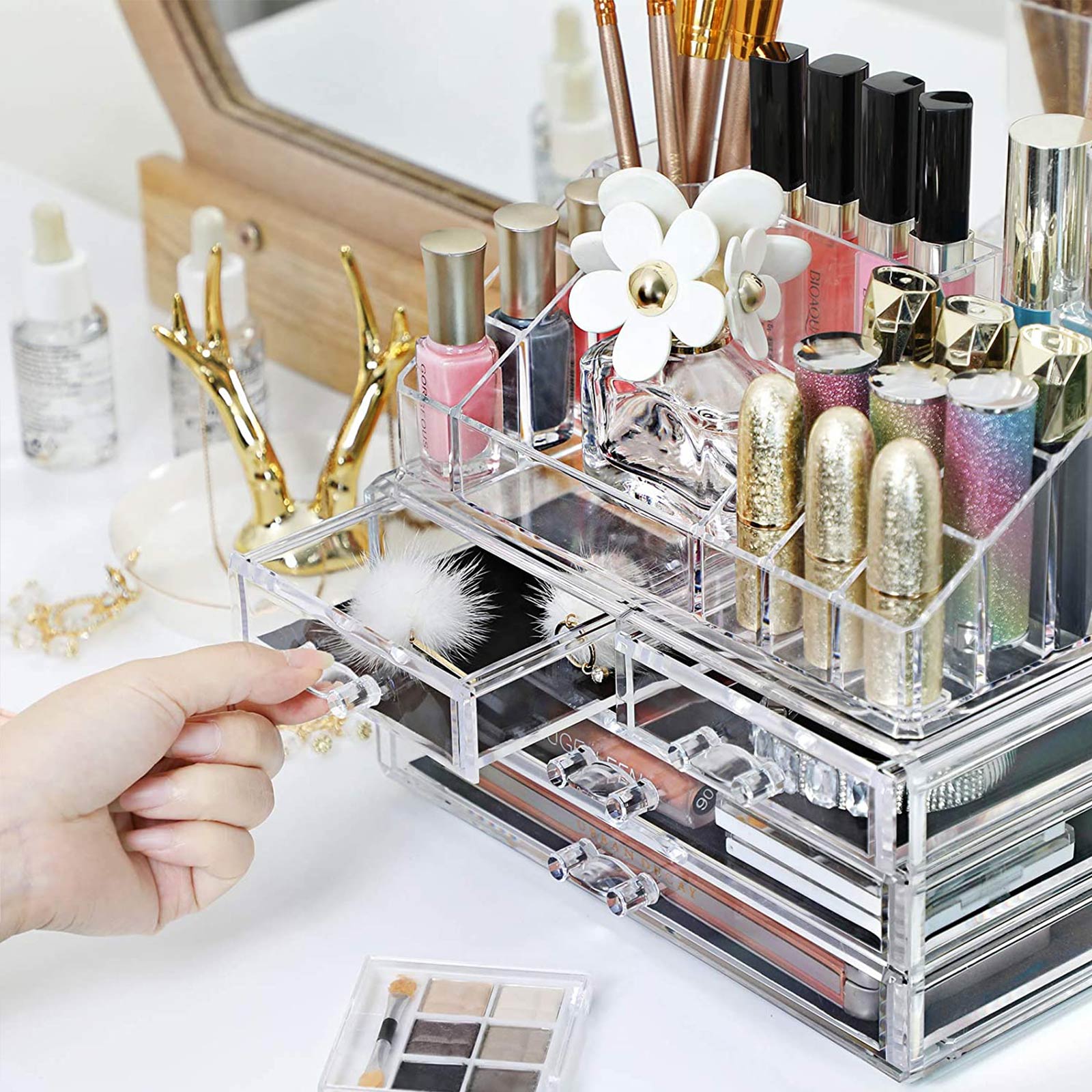 Cosmetische organizer – met 4 lades – wit