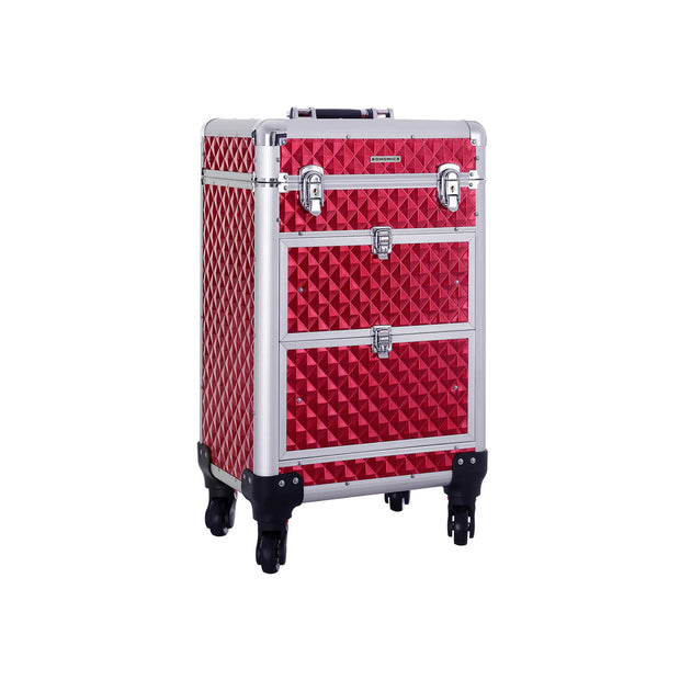 Make-up trolley – grote capaciteit – stijlvol design – rood