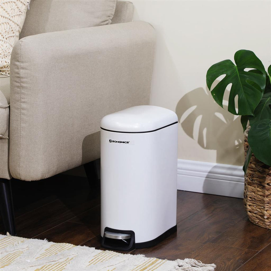 Vuilnisbak met 10 L inhoud – Pedaalemmer – Zachte sluiting – Uitneembare binnenemmer – Ruimtebesparend ontwerp