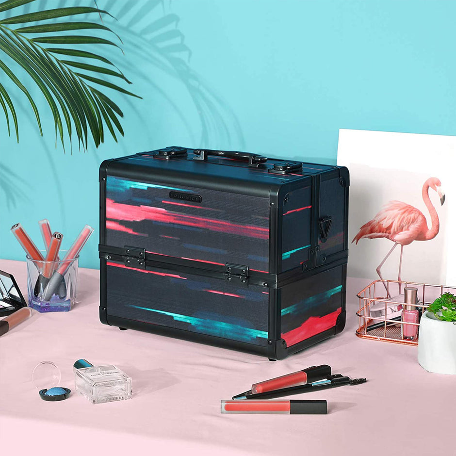 Cosmetisch reishoesje – Compact en praktisch – Roze en zwart