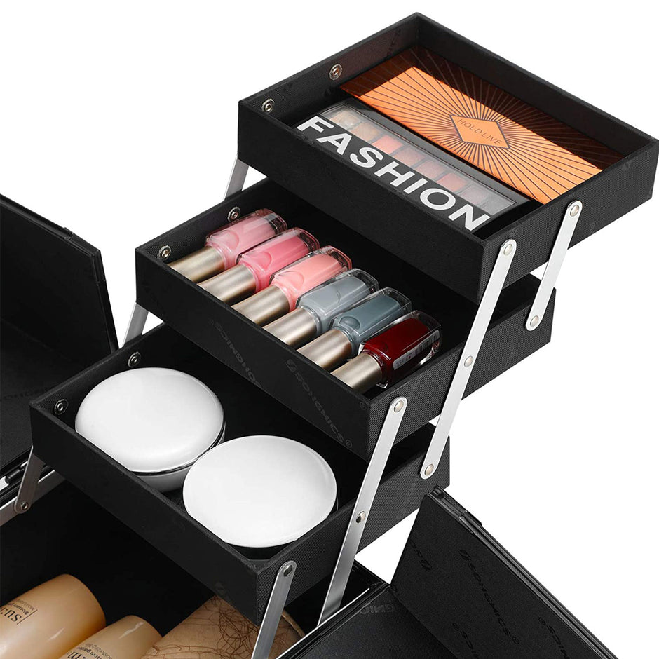 Cosmetisch reishoesje – Compact en praktisch – Roze en zwart