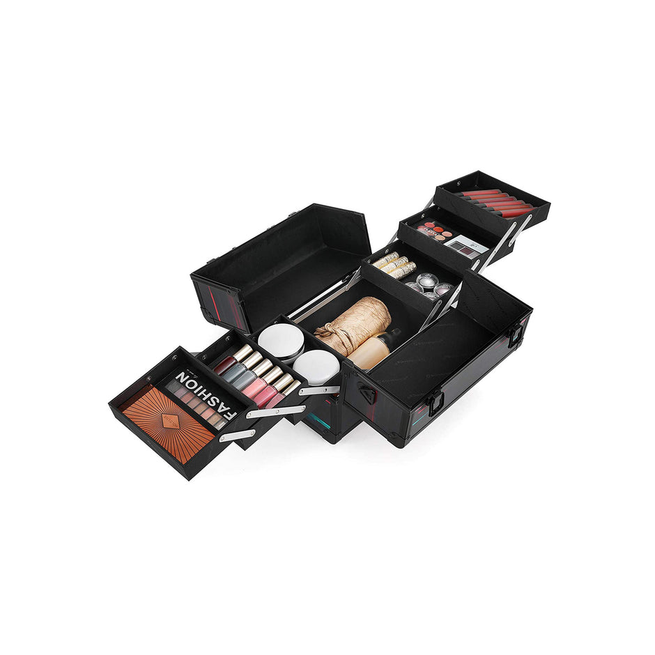 Cosmetisch reishoesje – Compact en praktisch – Roze en zwart