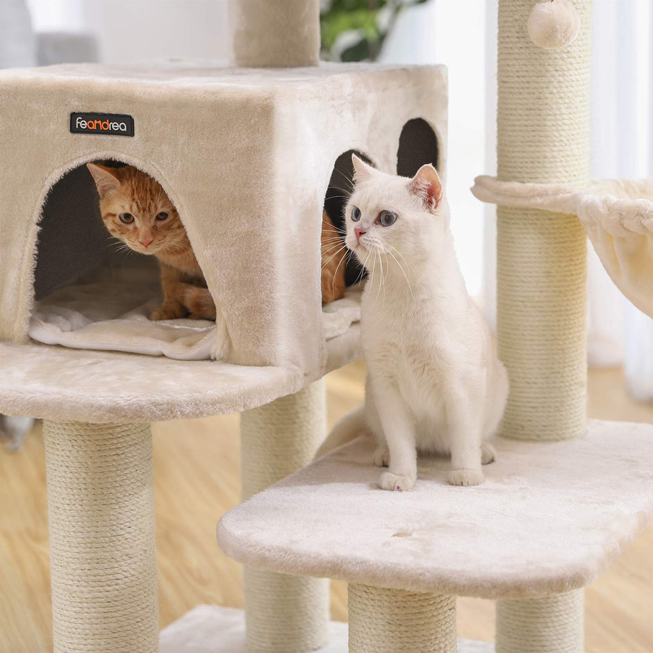 Krabpaal – met platform, hangmat en grot – crème en wit