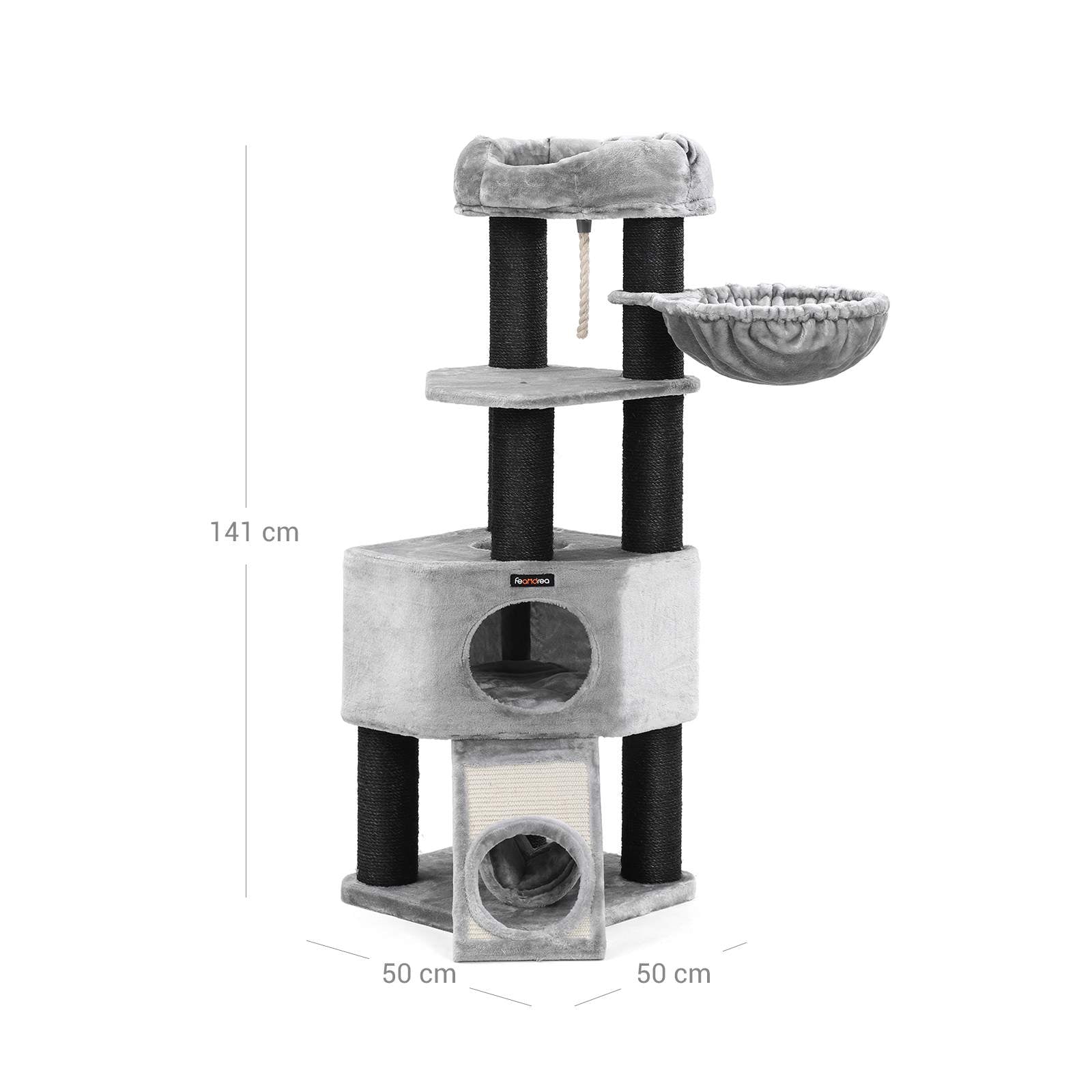 Krabpaal – extra dikke sisalpalen – met knuffelgrot – grijs