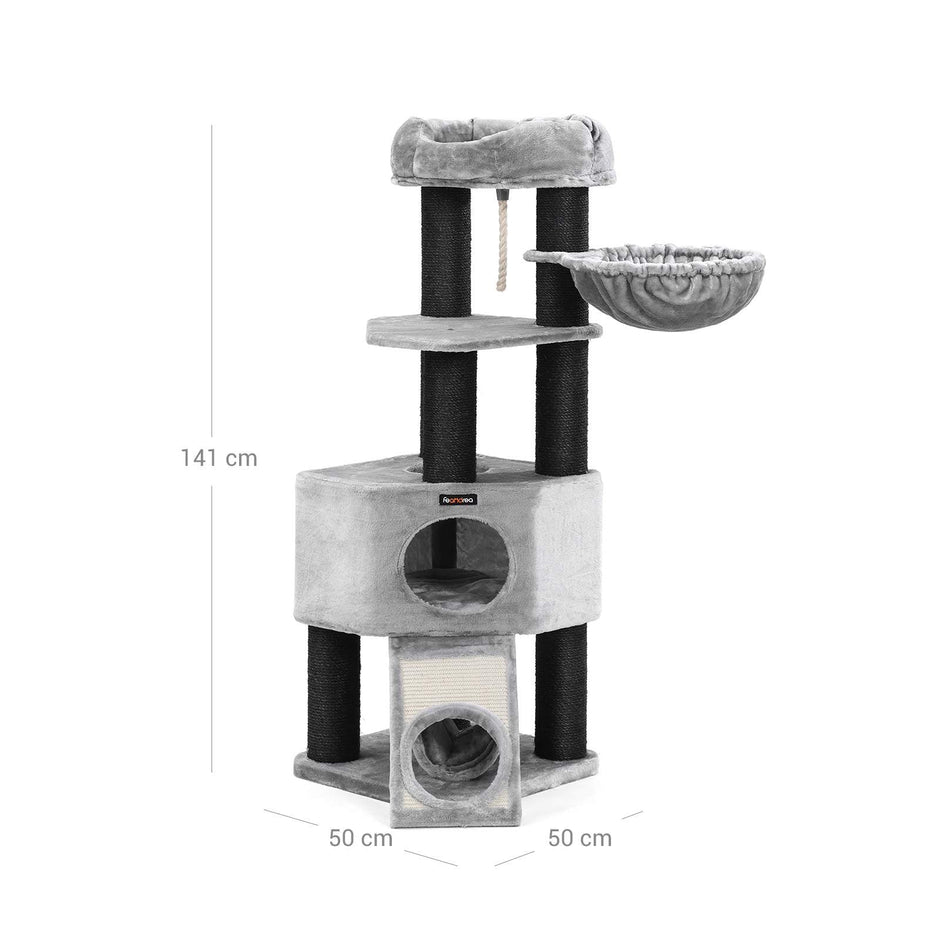 Krabpaal – extra dikke sisalpalen – met knuffelgrot – grijs