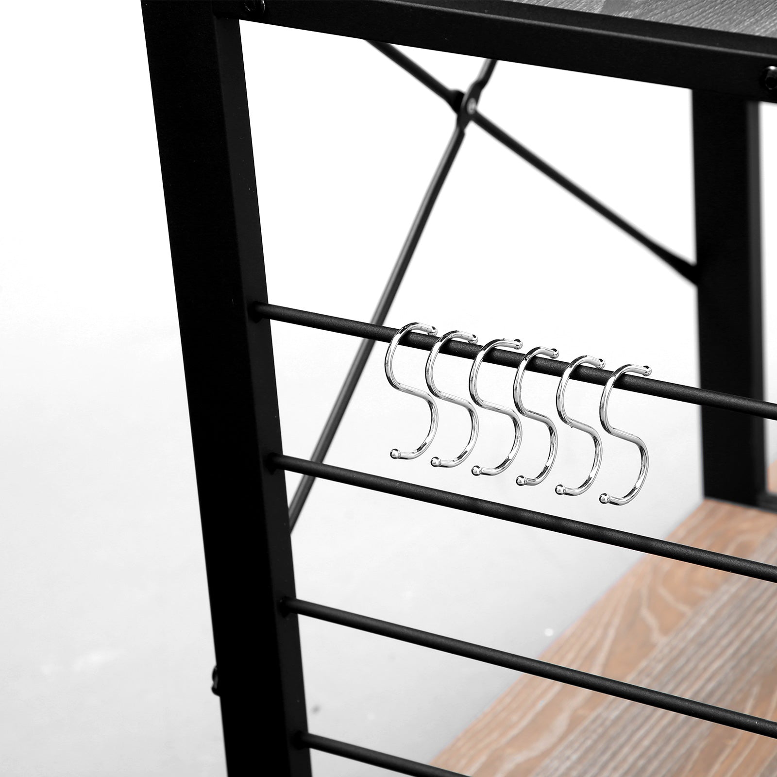 Keukenrek – industriële stijl – zwart en houtkleur