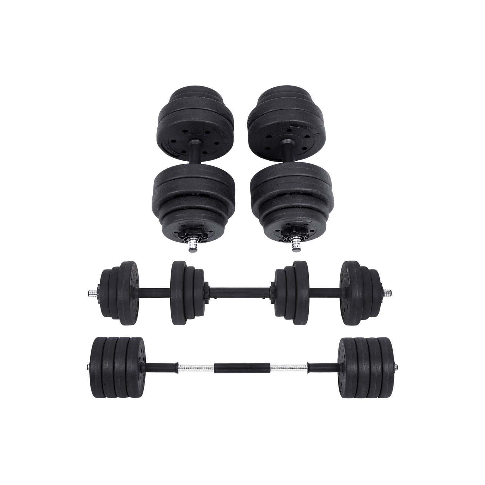 Halterset – verstelbare dumbbells – 20 kg / 30 kg – kunststof met stalen buis