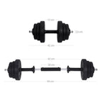 Halterset – verstelbare dumbbells – 20 kg / 30 kg – kunststof met stalen buis