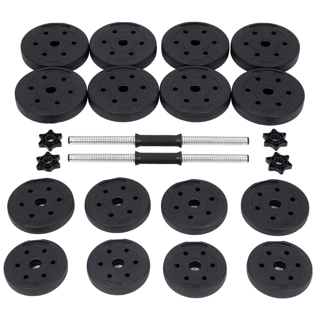 Halters - Dumbbell set - 2 x 15 kg - Totaal 30 kg - Zwart