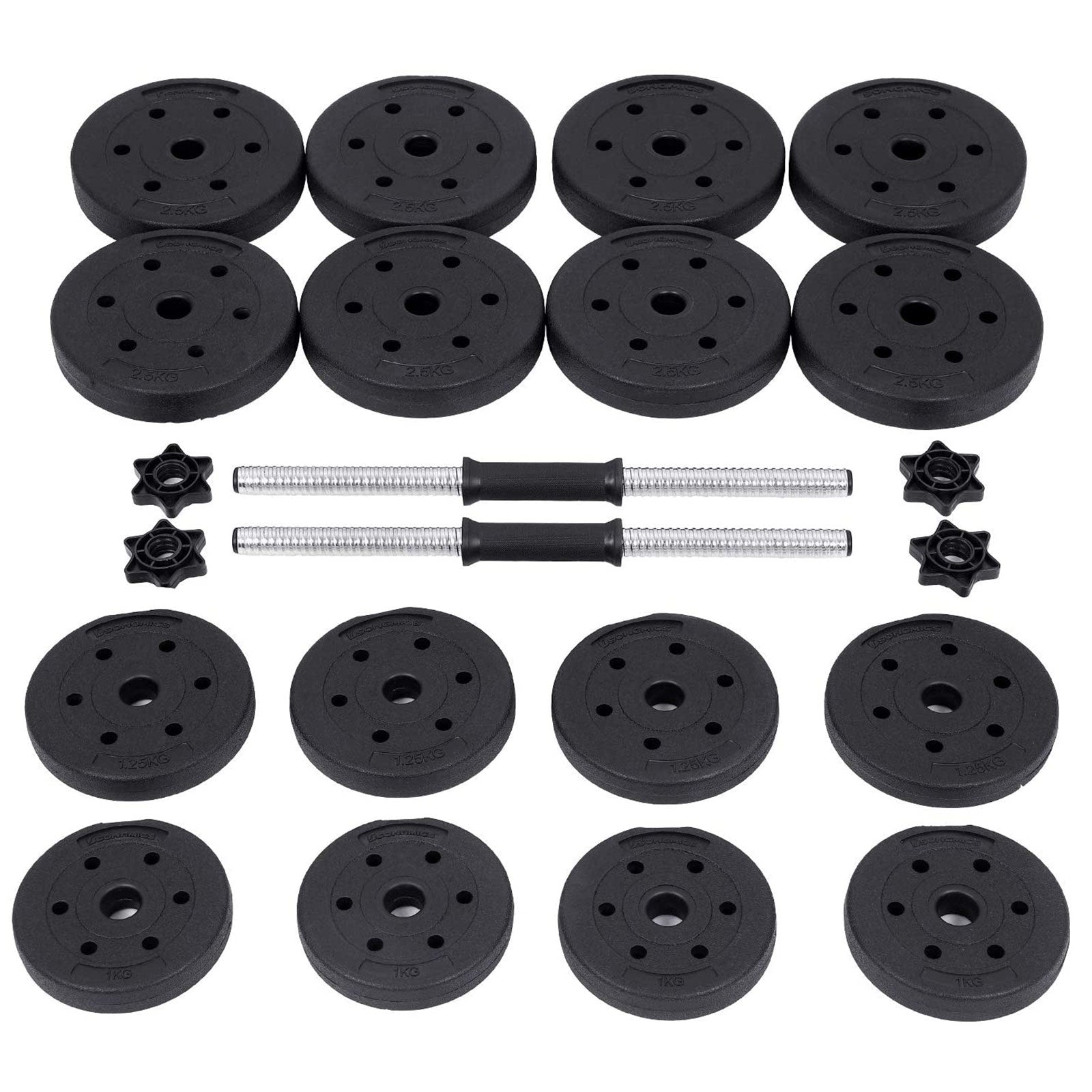 Halters - Dumbbell set - 2 x 15 kg - Totaal 30 kg - Zwart