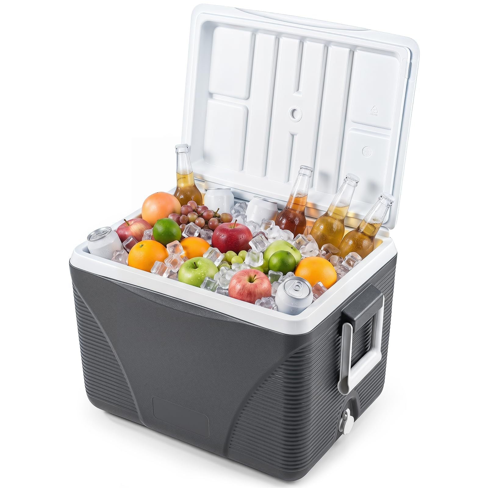 Kylbox – Thermobox utan ström i upp till dagar kylning Isoleringsbox av plast med dryckeshållare – 41 L 5-7 4 – Svart