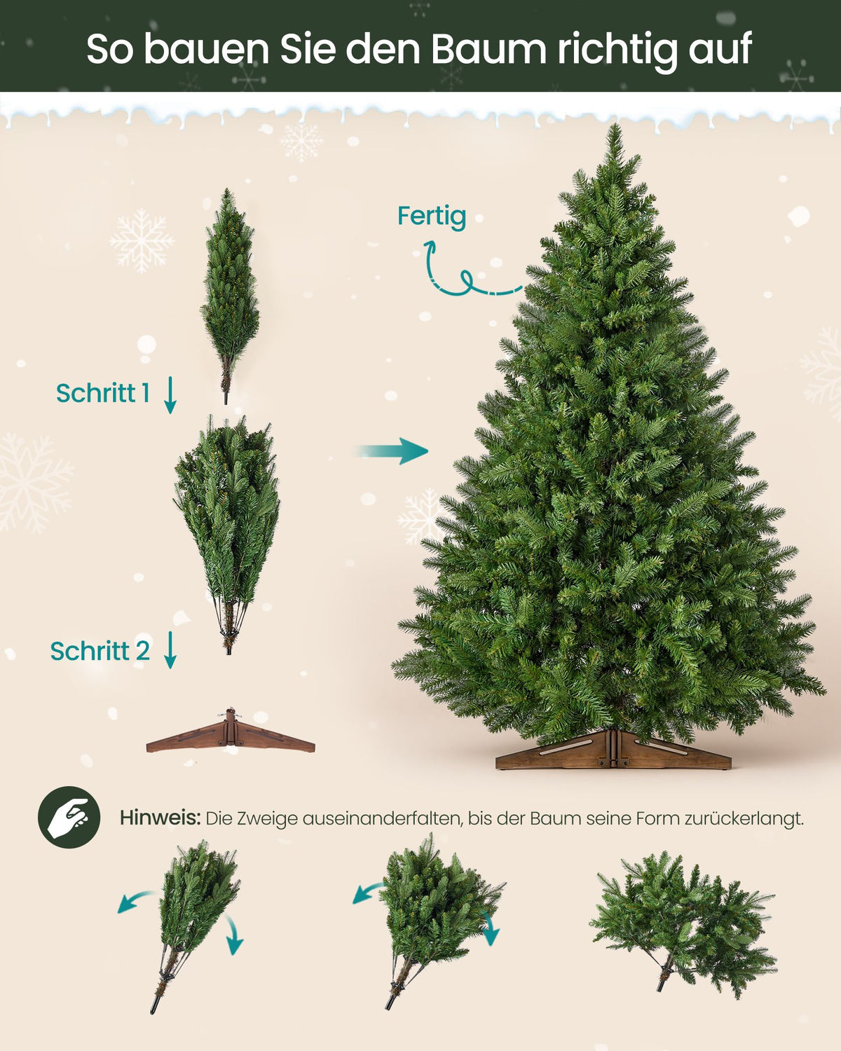 Kunstkerstboom – 150 cm – PE en PVC – Houten Standaard – Met Opbergtas – Groen