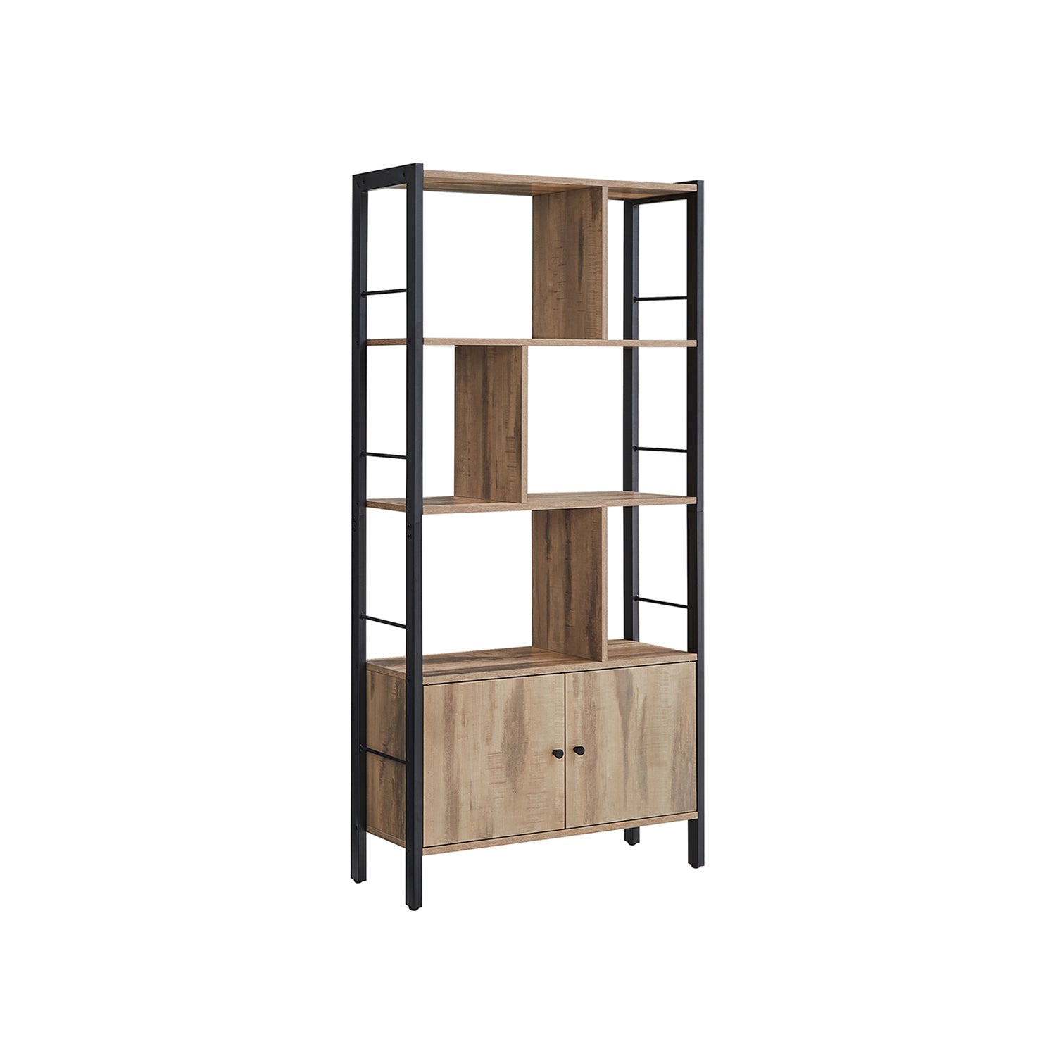Boekenkast met gesloten compartimenten – Robuuste constructie – 20 kg per plank – 66 x 30 x 153 cm – Met kantelbeveiliging