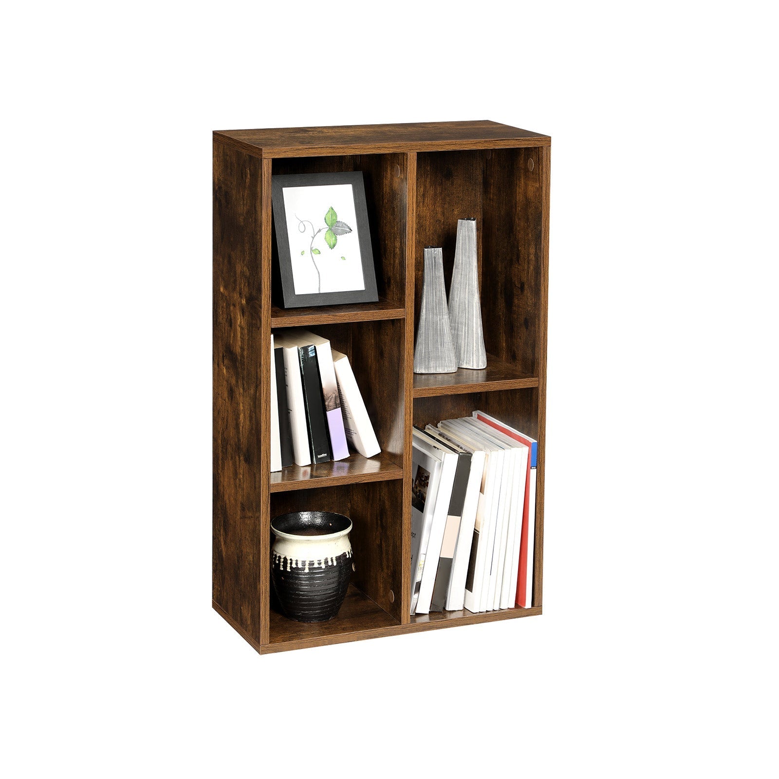 Boekenkast - Staande boekenplank - 5 vakken - Woonkamerkast - Bruin