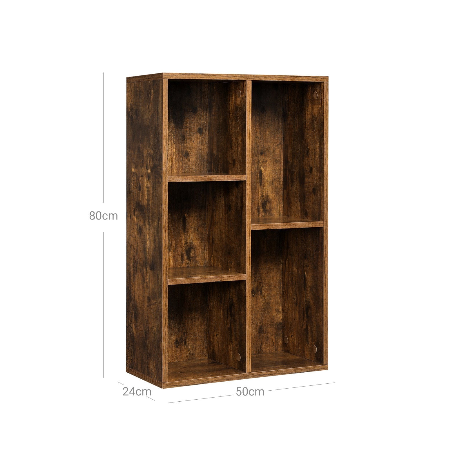 Boekenkast - Staande boekenplank - 5 vakken - Woonkamerkast - Bruin