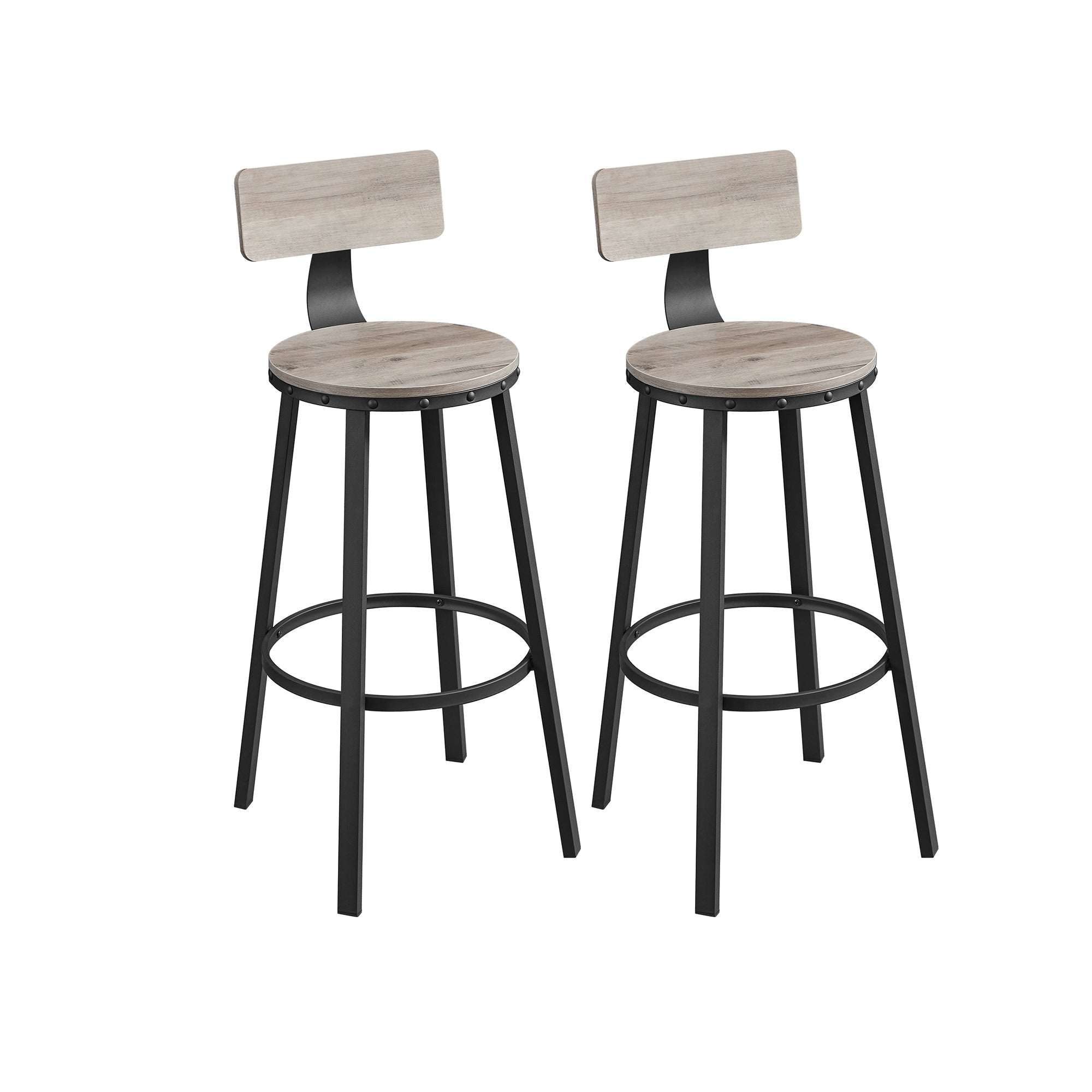 Barkrukken - Set van 2 - Met rugleuning - Houten zitting - Bruin