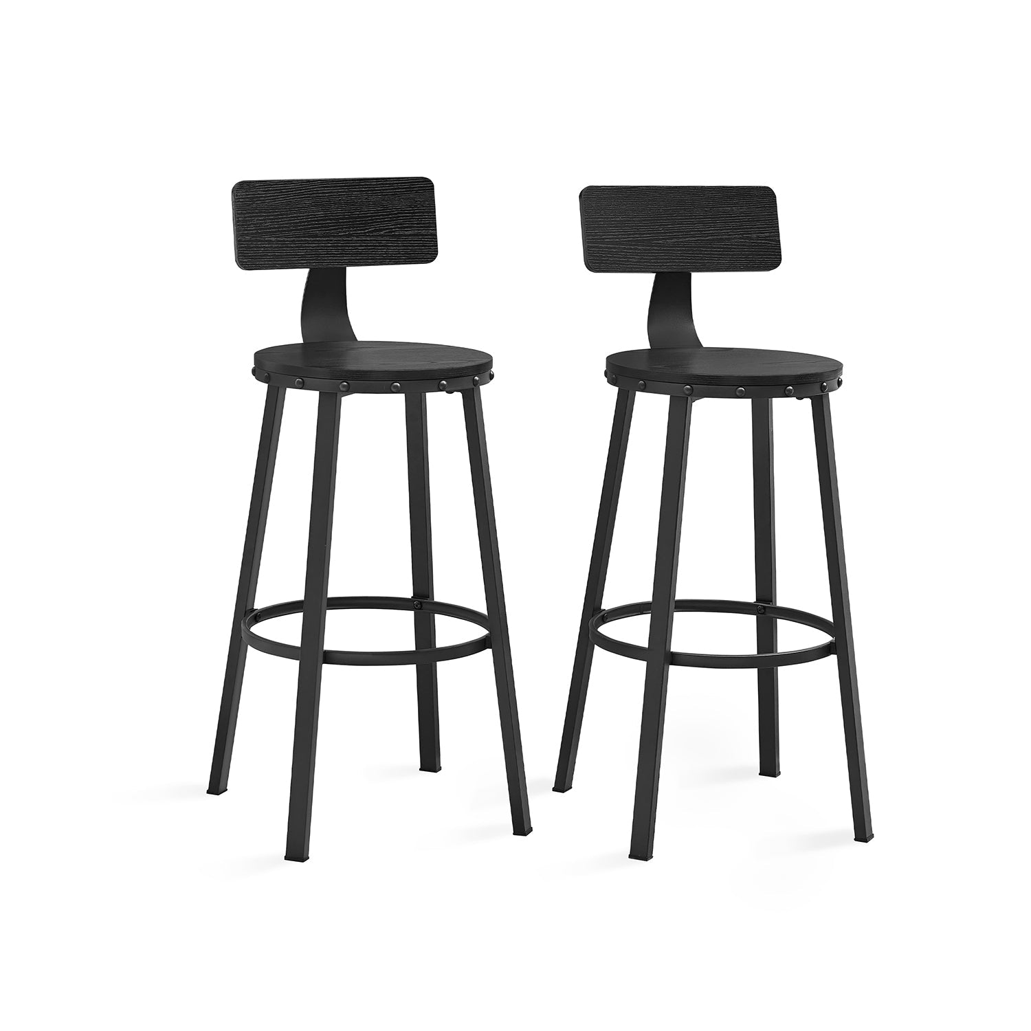 Barkrukken - Set van 2 - Met rugleuning - Houten zitting - Bruin