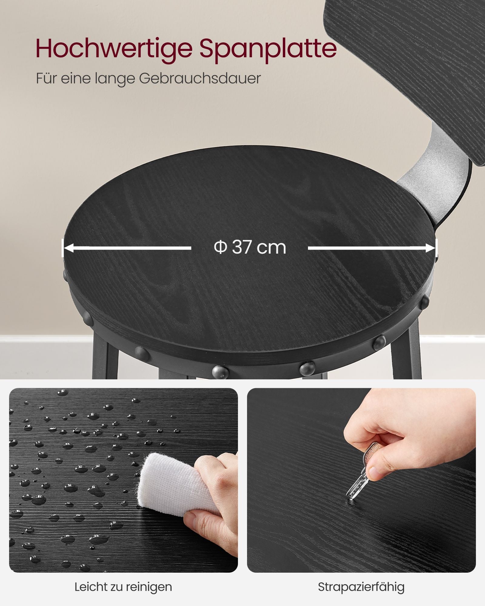 Barkruk – set van 2 – industrieel design – ebbenhout zwart