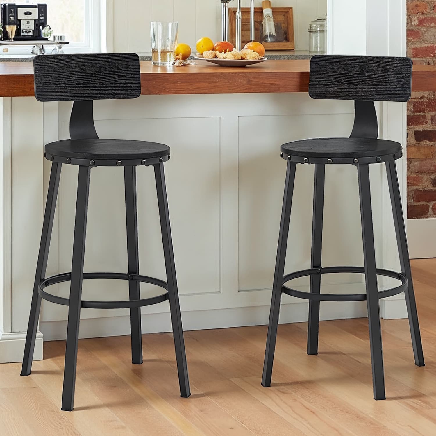 Barkrukken – Set van 2 – Industrieel Design – Ebbenhout – Zwart