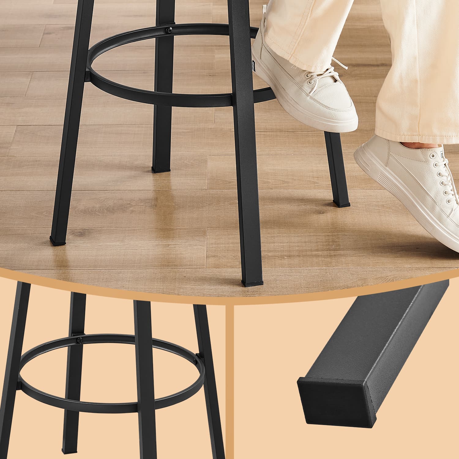 Barkrukken – Set van 2 – Industrieel Design – Ebbenhout – Zwart