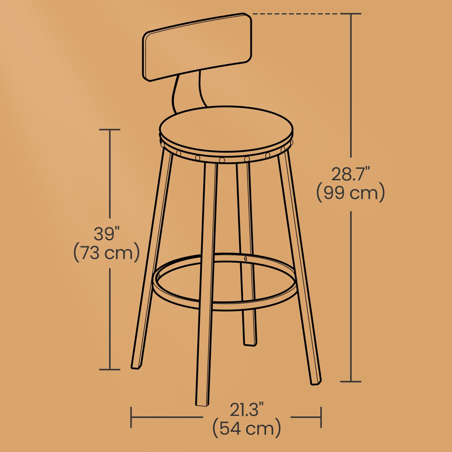 Barkrukken – Set van 2 – Industrieel Design – Ebbenhout – Zwart