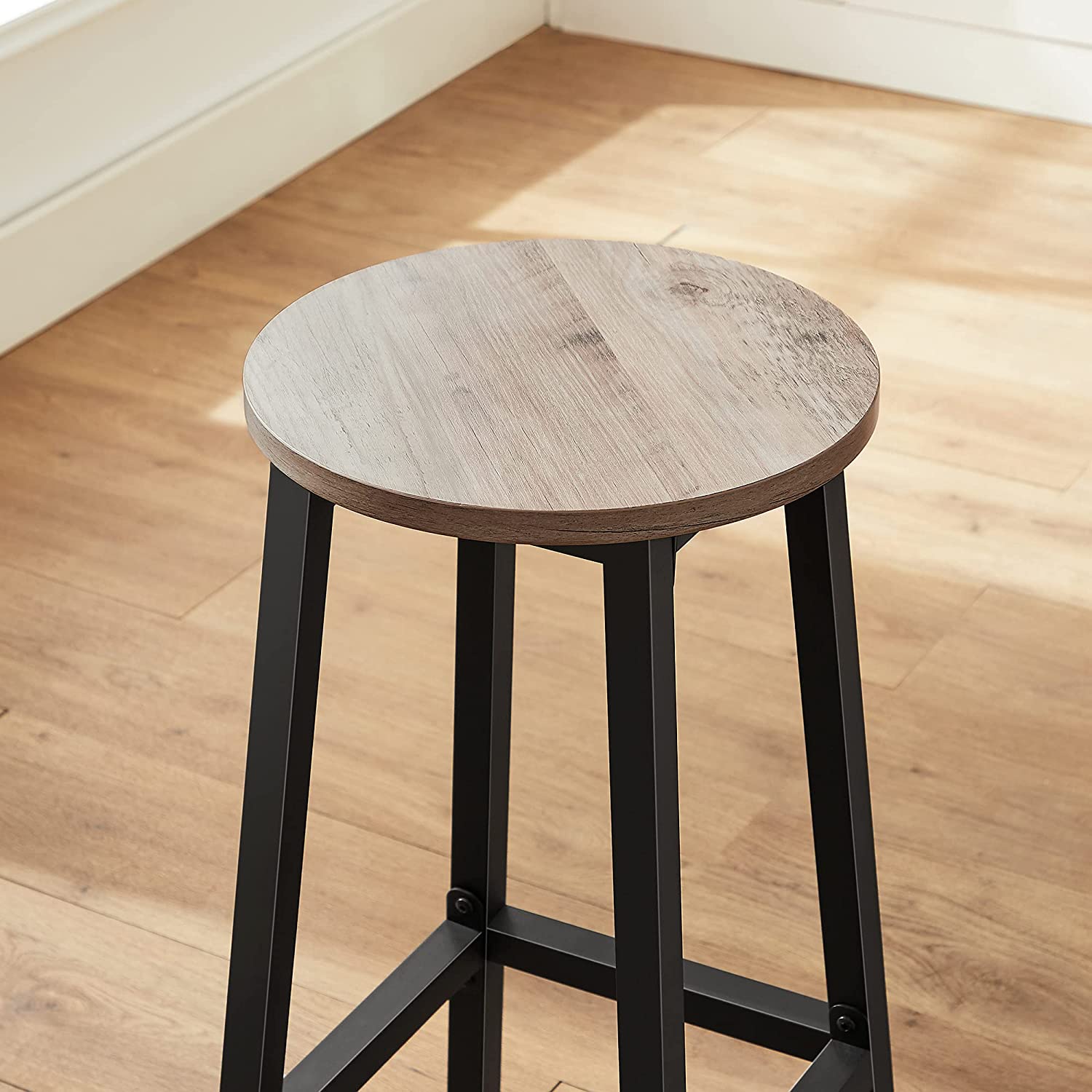 Eetkamerstoelen set van 2 – Ronde zitting – Matzwart staal – Industrieel ontwerp